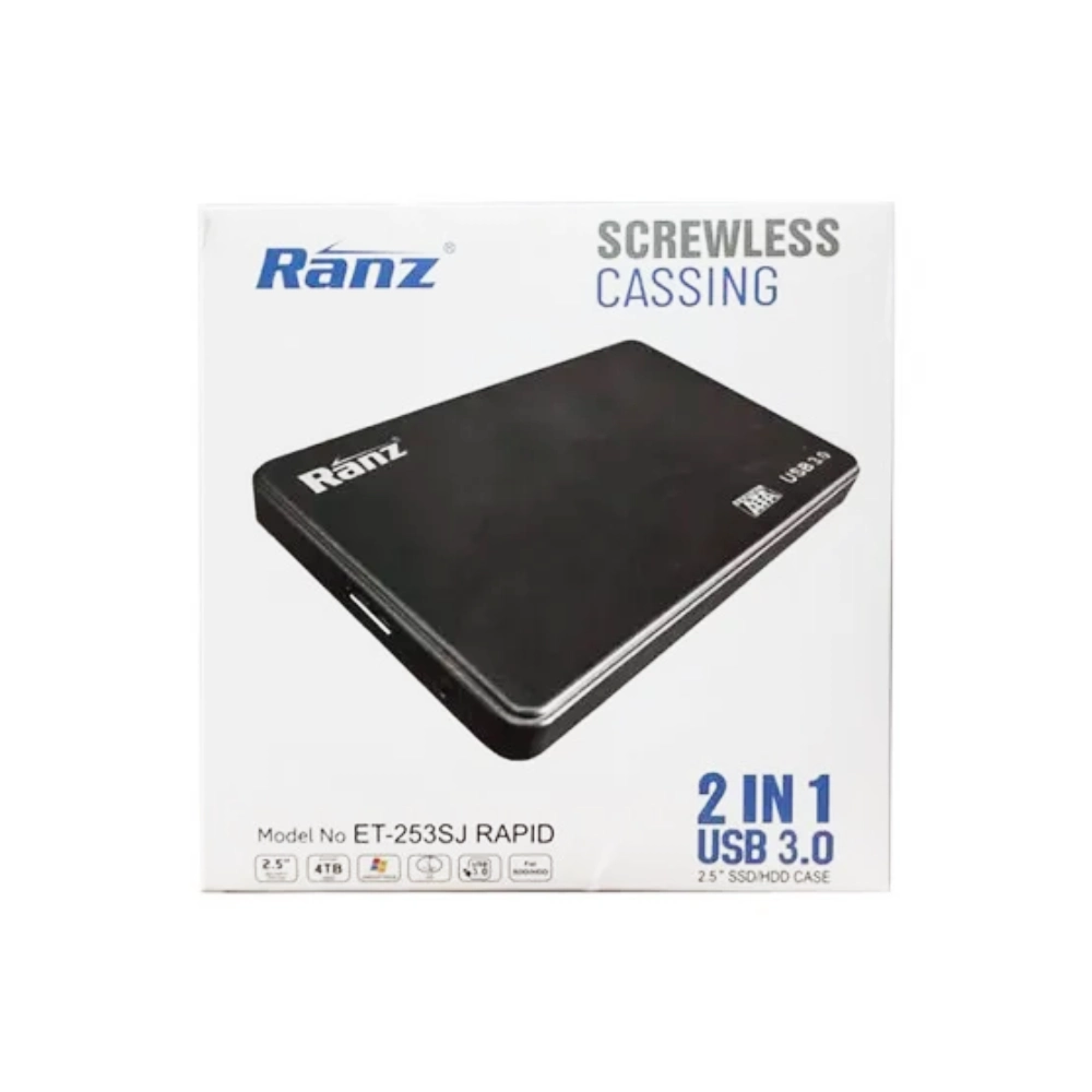 Ranz SATA 3.0 CASING 2.5 2.5 inch Shock Resistant HDD CASE (For 2.5 INCH HDD, Black)